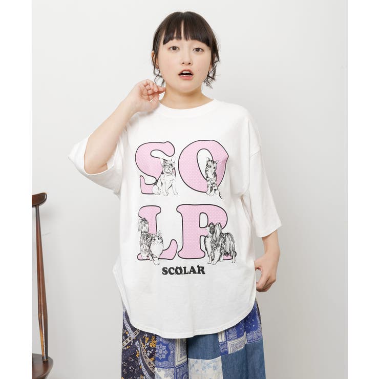 ドットスカラー わんにゃん柄Tシャツ | ScoLar | 詳細画像2 