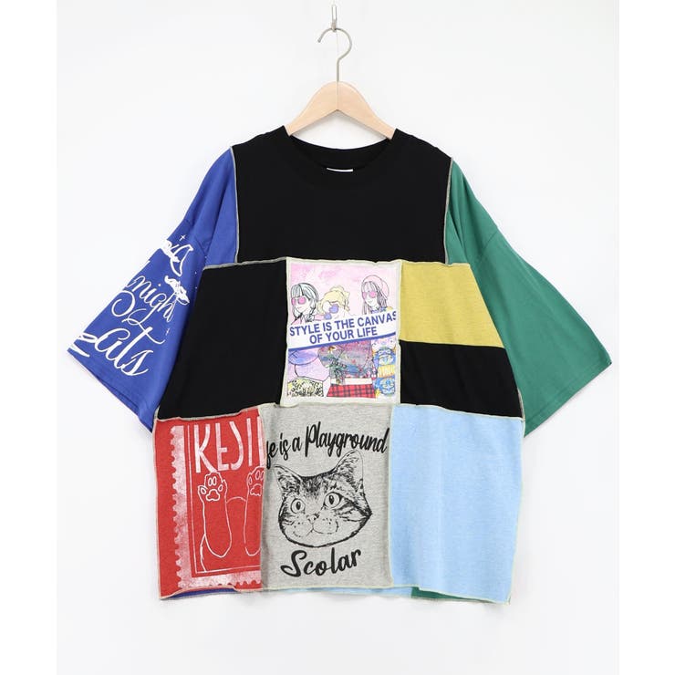 配色パッチワーク風切替Tシャツ | ScoLar | 詳細画像10 