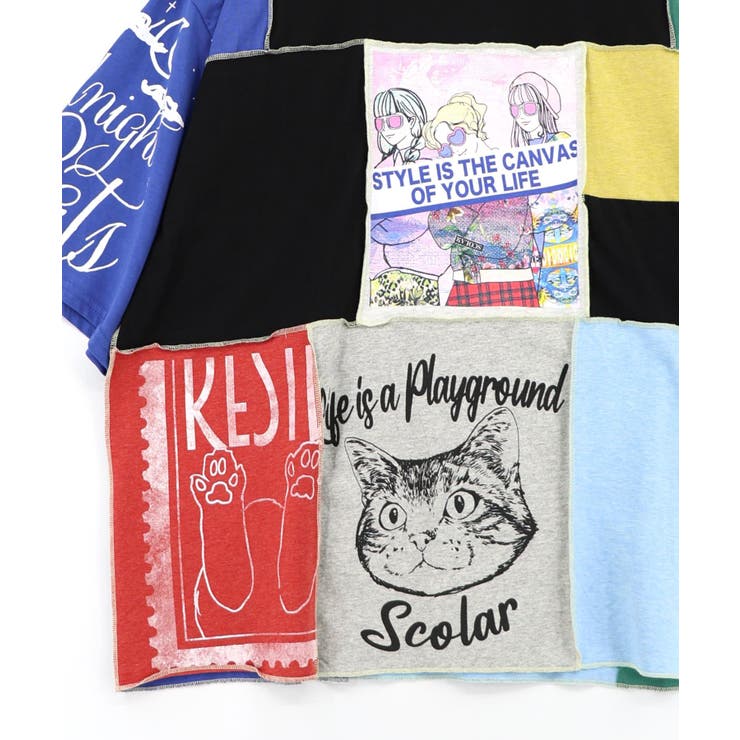 配色パッチワーク風切替Tシャツ | ScoLar | 詳細画像12 