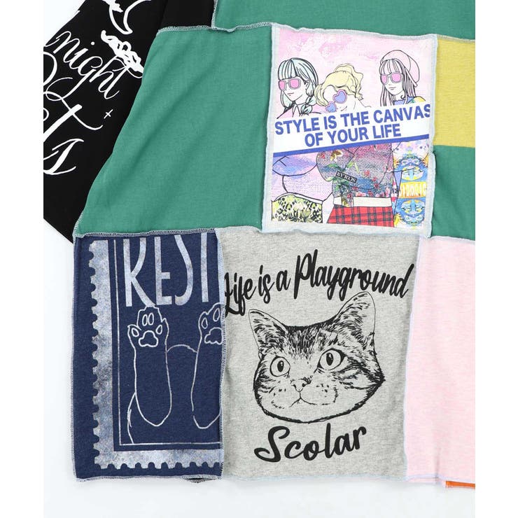 配色パッチワーク風切替Tシャツ | ScoLar | 詳細画像14 