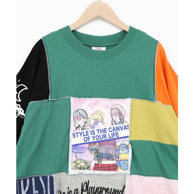 配色パッチワーク風切替Tシャツ | ScoLar | 詳細画像15 