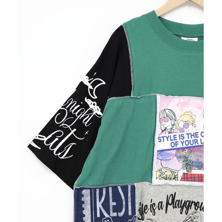 配色パッチワーク風切替Tシャツ | ScoLar | 詳細画像16 
