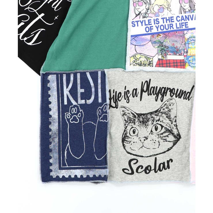 配色パッチワーク風切替Tシャツ | ScoLar | 詳細画像18 