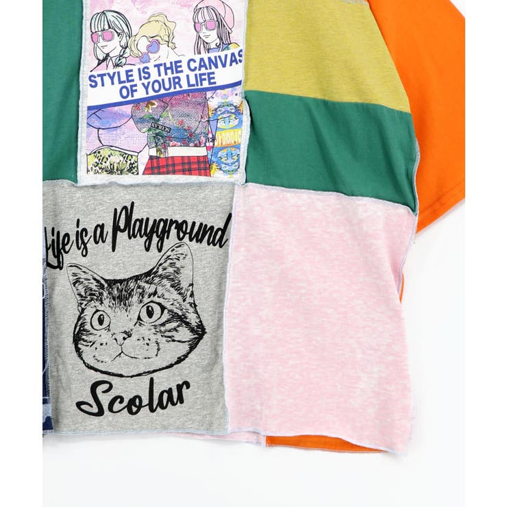 配色パッチワーク風切替Tシャツ | ScoLar | 詳細画像19 