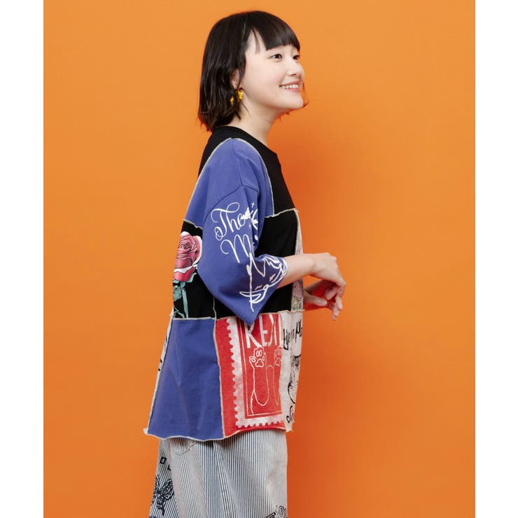 配色パッチワーク風切替Tシャツ | ScoLar | 詳細画像5 