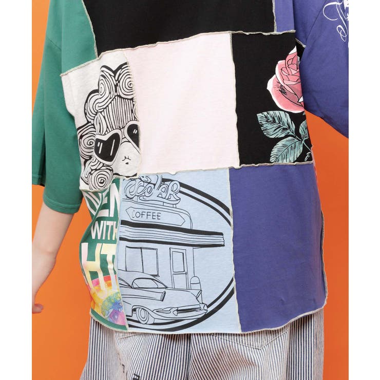 配色パッチワーク風切替Tシャツ | ScoLar | 詳細画像8 