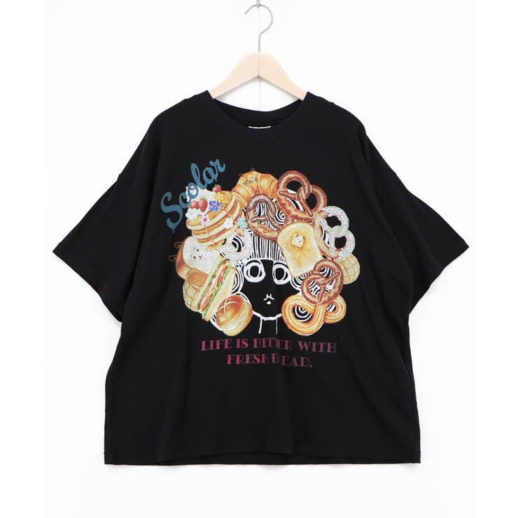 ブラック | スカラーちゃんベーカリー柄Tシャツ | ScoLar