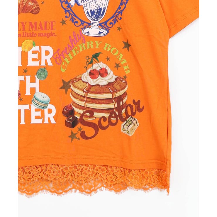 いろんなフード柄 裾レースTシャツ | ScoLar | 詳細画像16 