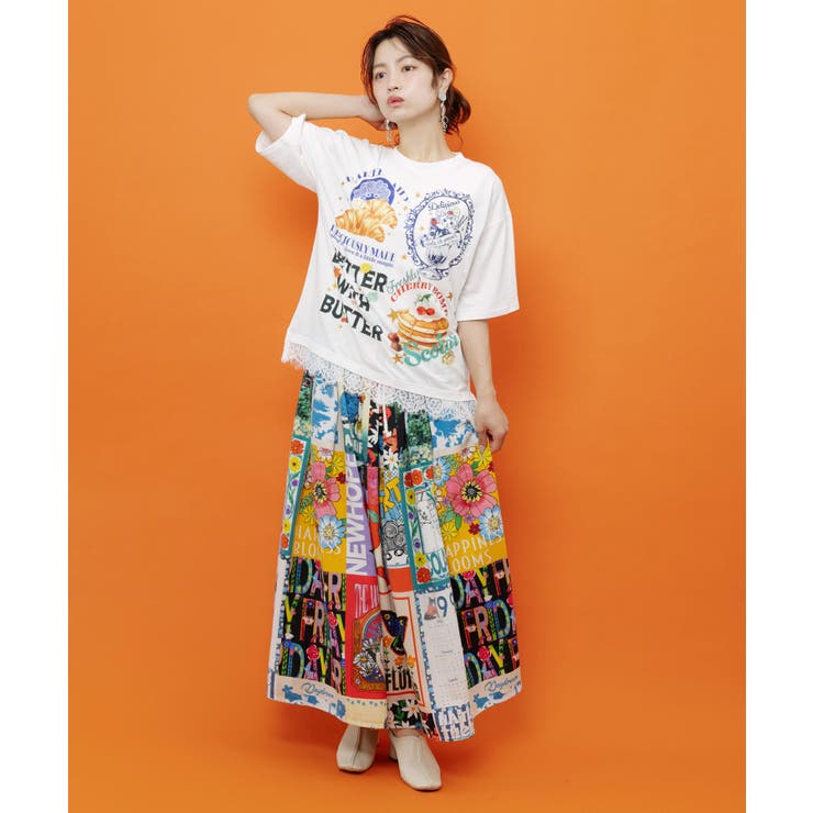 いろんなフード柄 裾レースTシャツ | ScoLar | 詳細画像2 
