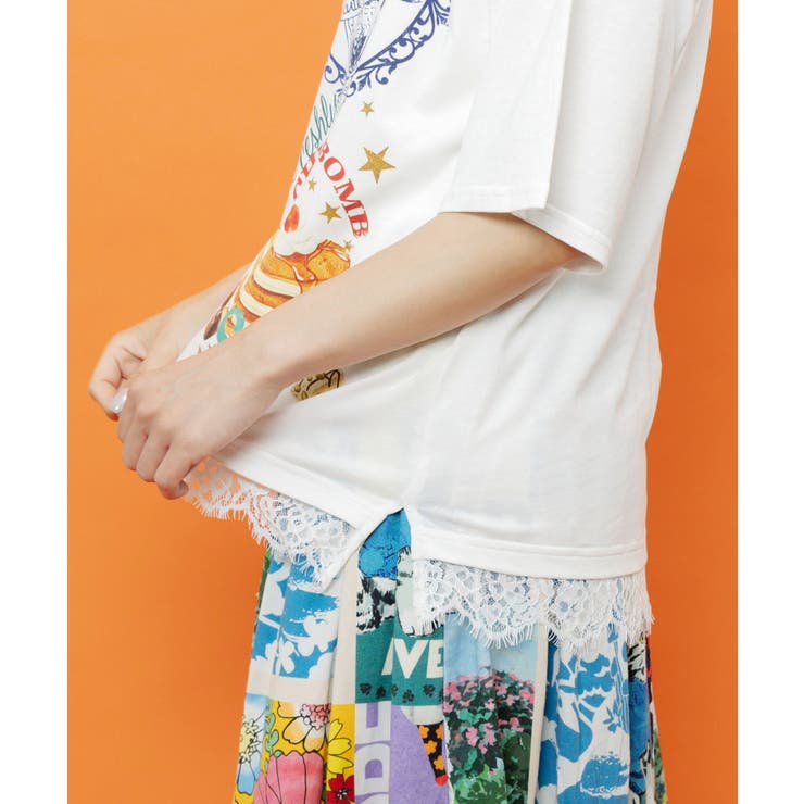 いろんなフード柄 裾レースTシャツ | ScoLar | 詳細画像7 