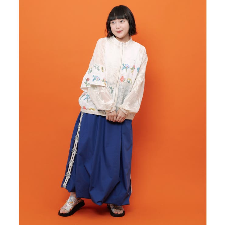 花柄×シフォン×レース 異素材シアーブルゾン | ScoLar | 詳細画像1 