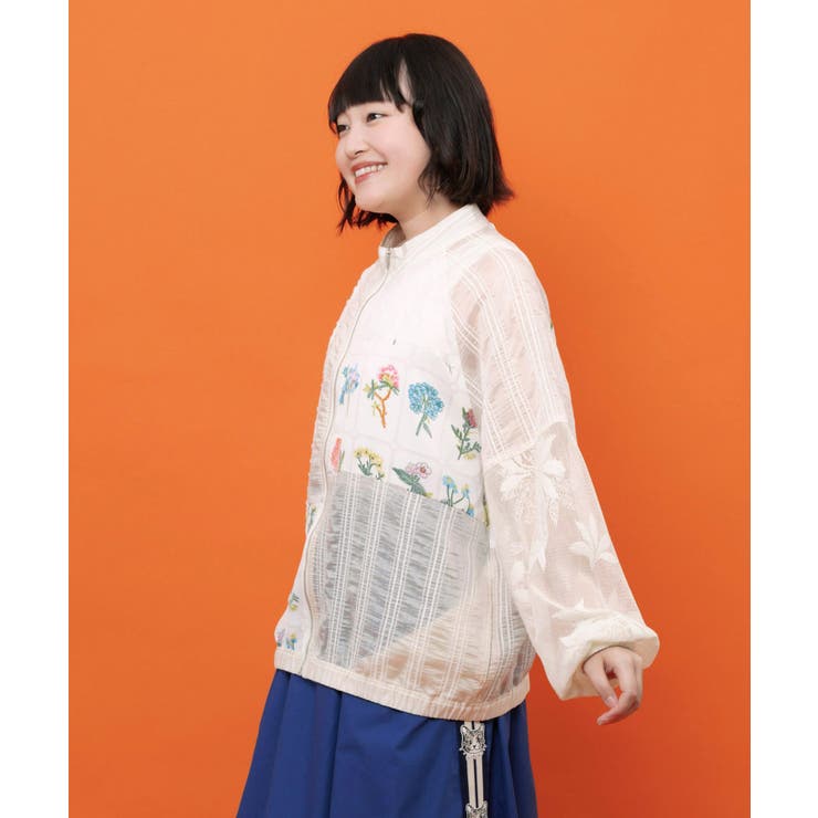 花柄×シフォン×レース 異素材シアーブルゾン | ScoLar | 詳細画像5 