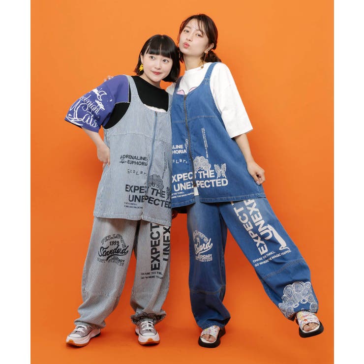 ロゴ半ラバープリント デニムorヒッコリーパンツ | ScoLar | 詳細画像1 