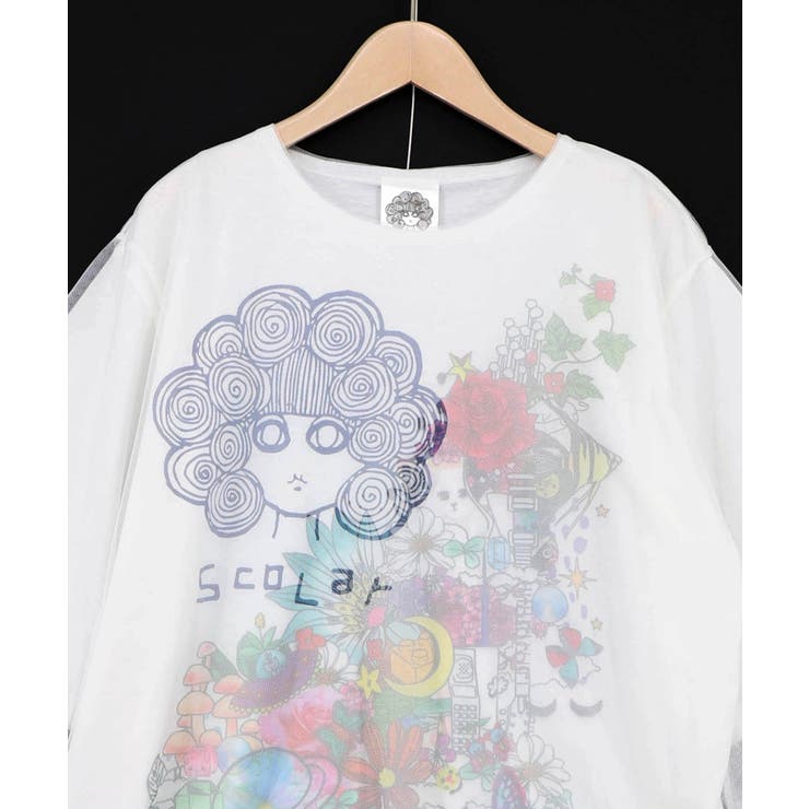 スカラーちゃん×花×惑星柄 チュール重ねTシャツ | ScoLar | 詳細画像12 