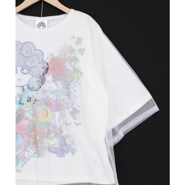 スカラーちゃん×花×惑星柄 チュール重ねTシャツ | ScoLar | 詳細画像13 