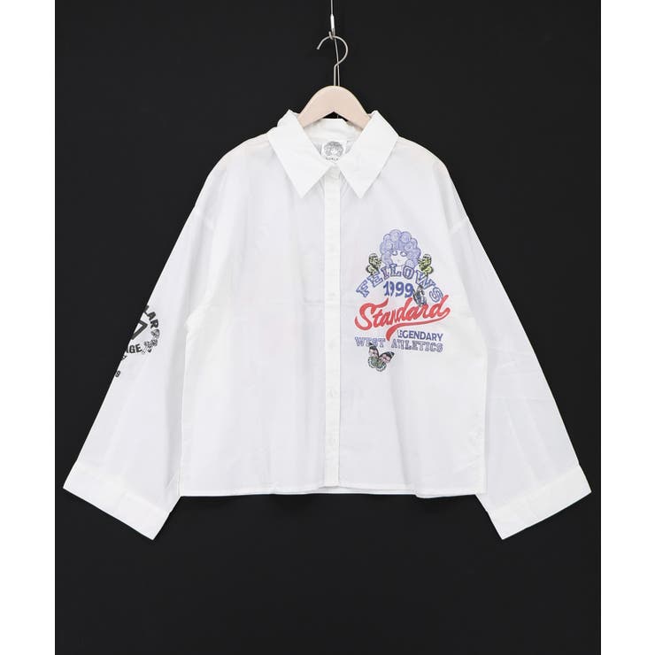 2素材展開 ポップロゴお花バックプリントシャツ | ScoLar | 詳細画像7 