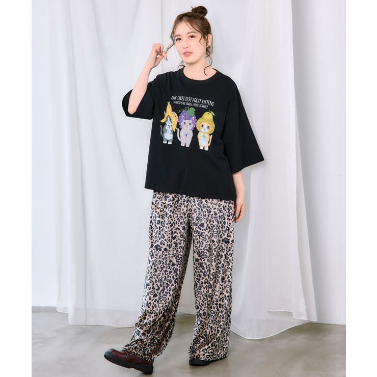 フルーツにゃんず柄 Tシャツ | ScoLar | 詳細画像1 