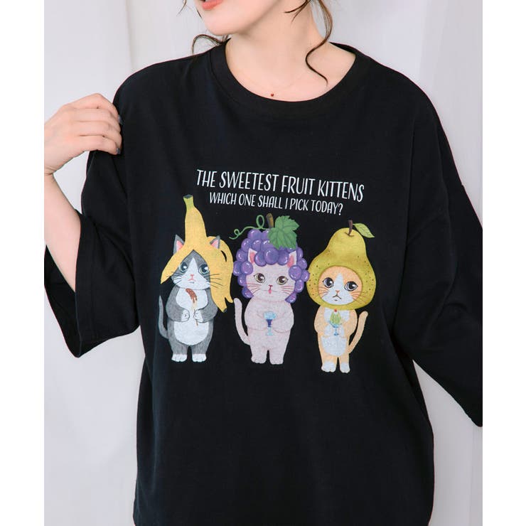 フルーツにゃんず柄 Tシャツ | ScoLar | 詳細画像6 