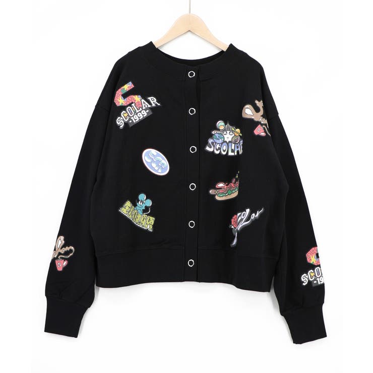 ブラック | ワッペン風刺繍 2wayカーディガン | ScoLar