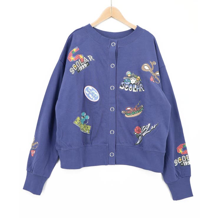 パープル | ワッペン風刺繍 2wayカーディガン | ScoLar