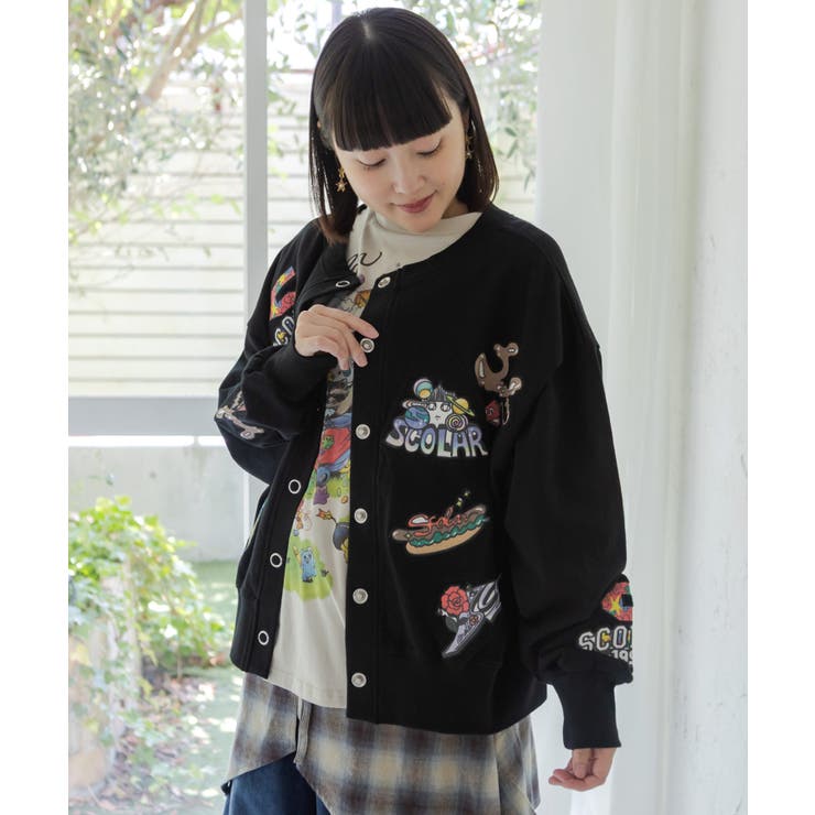 ワッペン風刺繍 2wayカーディガン | ScoLar | 詳細画像1 