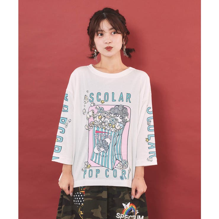 ポップコーン柄 ロングスリーブTシャツ | ScoLar | 詳細画像2 