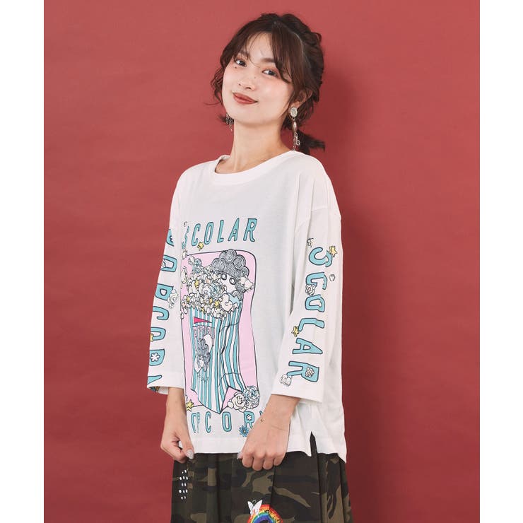 ポップコーン柄 ロングスリーブTシャツ | ScoLar | 詳細画像3 