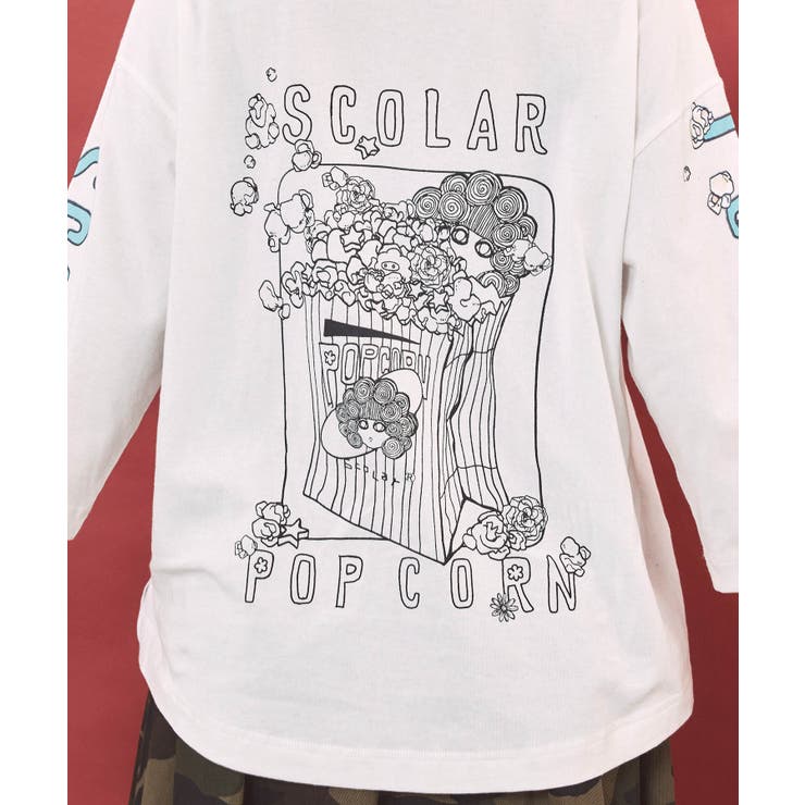 ポップコーン柄 ロングスリーブTシャツ | ScoLar | 詳細画像7 