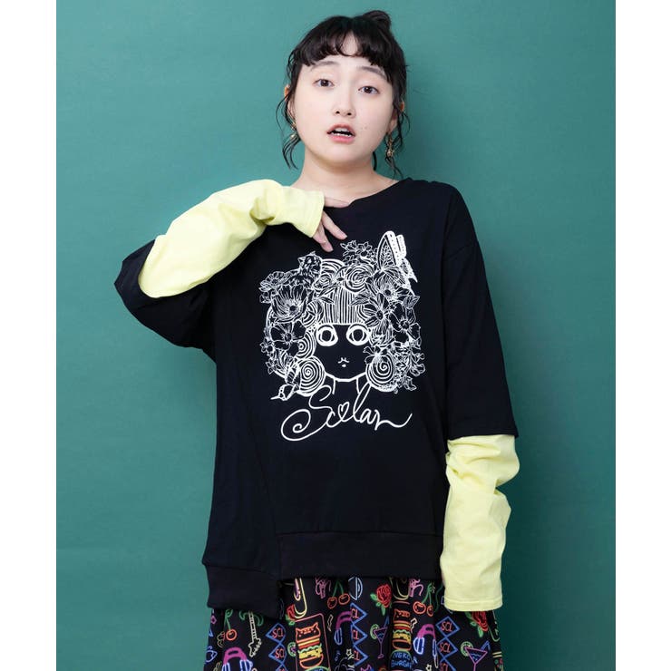 スカラーちゃん 袖バイカラー切替Tシャツ | ScoLar | 詳細画像1 