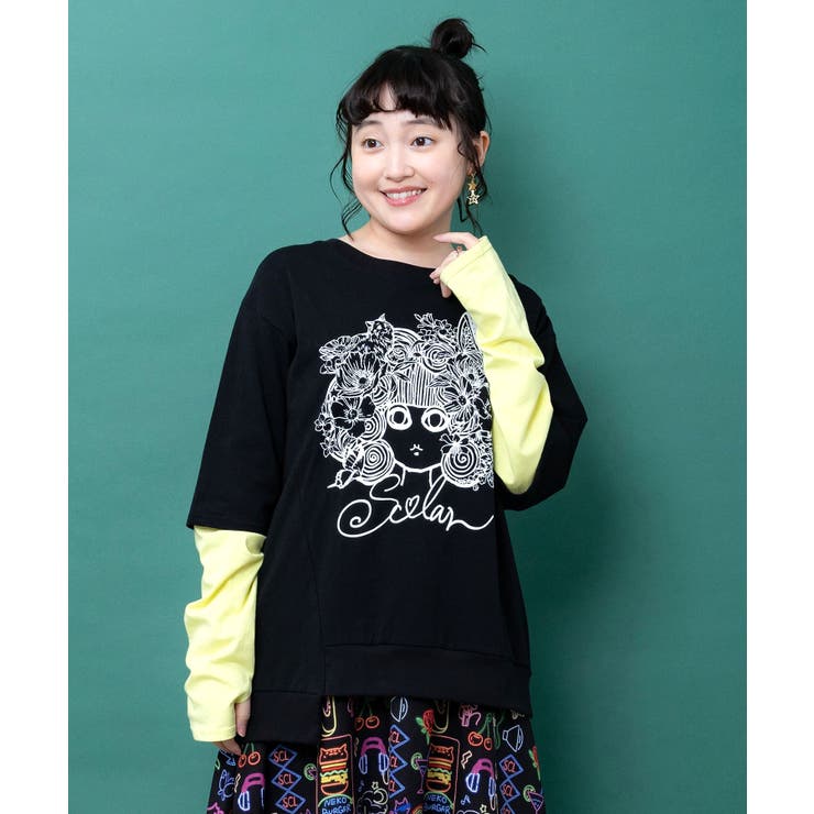 スカラーちゃん 袖バイカラー切替Tシャツ | ScoLar | 詳細画像3 