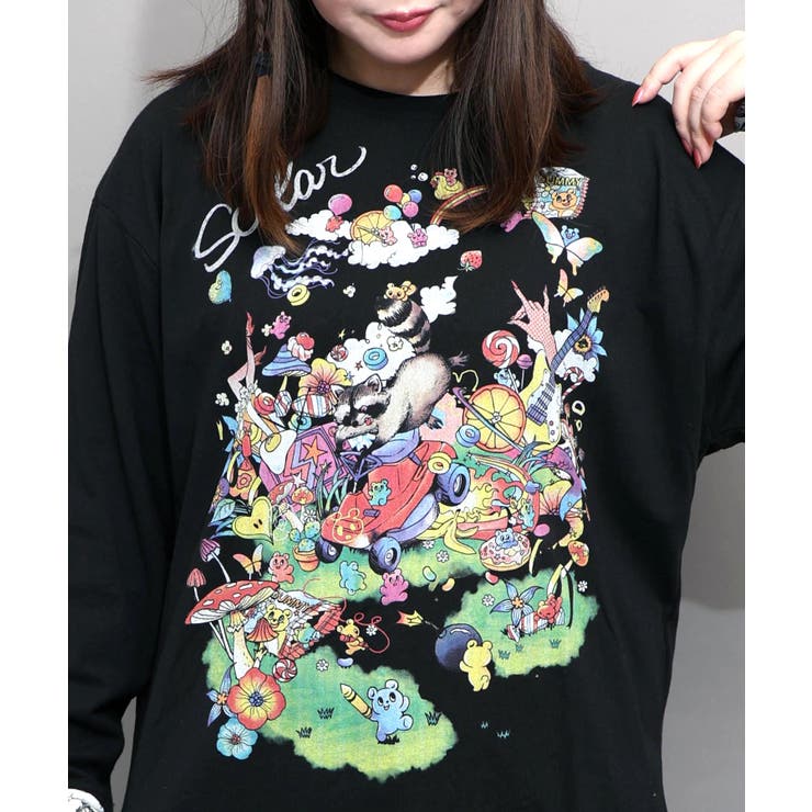 いたずらグミ柄 ロングスリーブTシャツ | ScoLar | 詳細画像9 