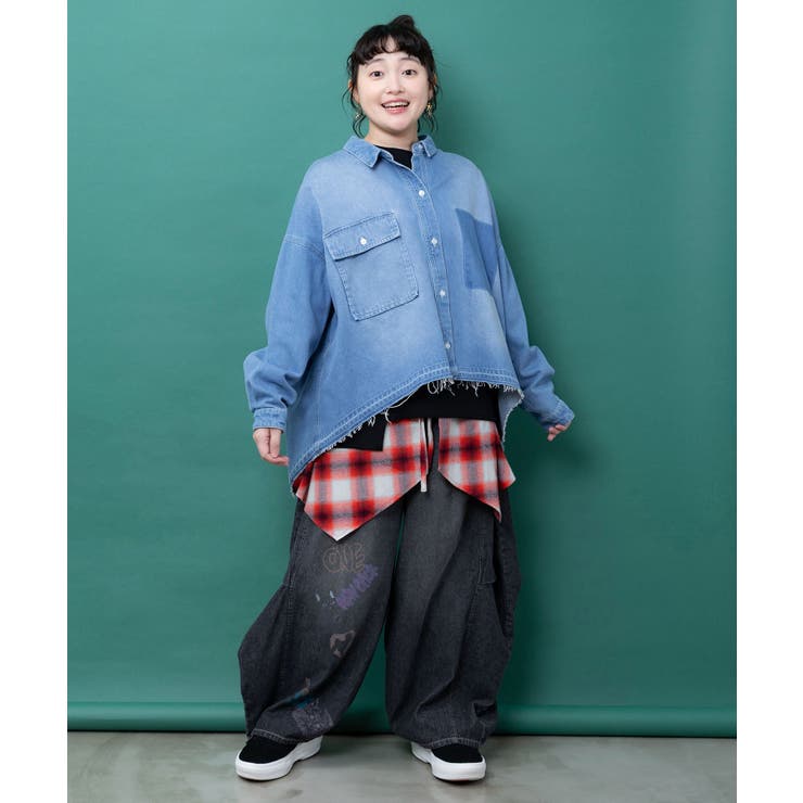 チェック巻きスカート付き 3wayデニムパンツ | ScoLar | 詳細画像21 