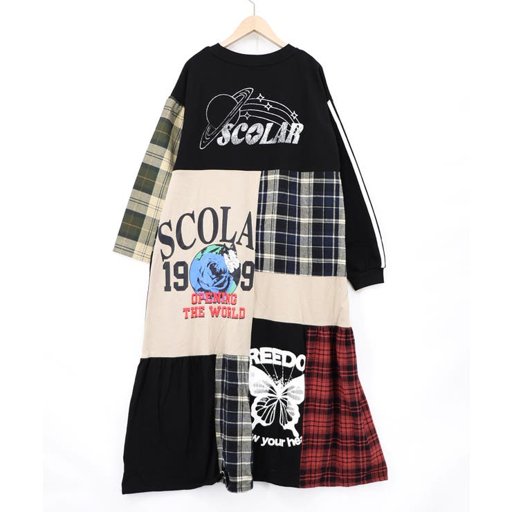 ロゴ×チェック パッチワーク風アシメワンピース | ScoLar | 詳細画像11 