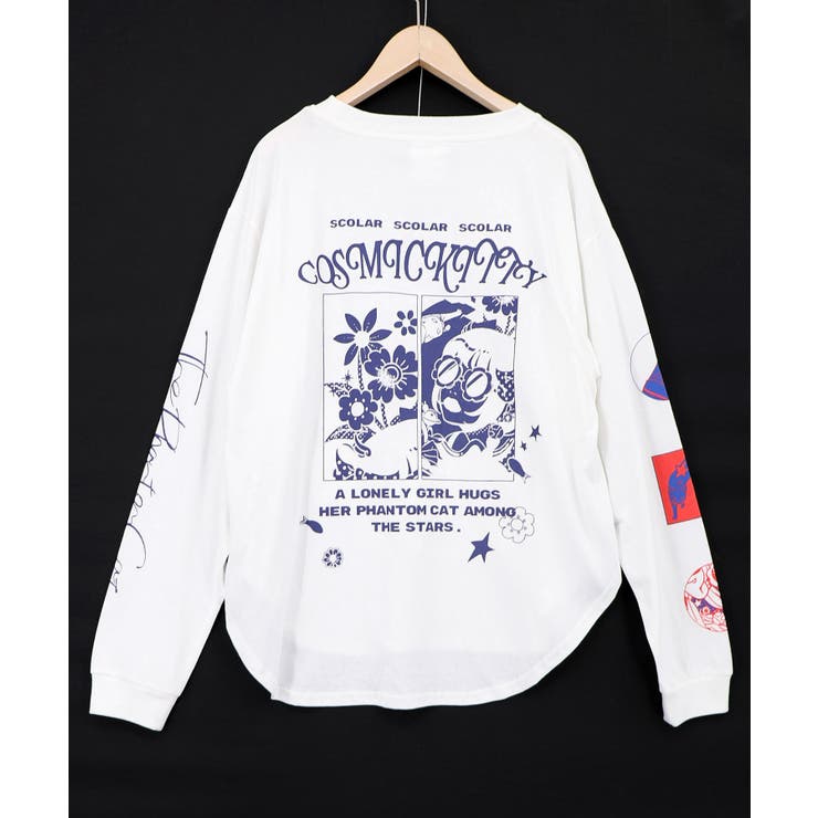 惑星ガールと宇宙ネコ柄Tシャツ | ScoLar | 詳細画像10 