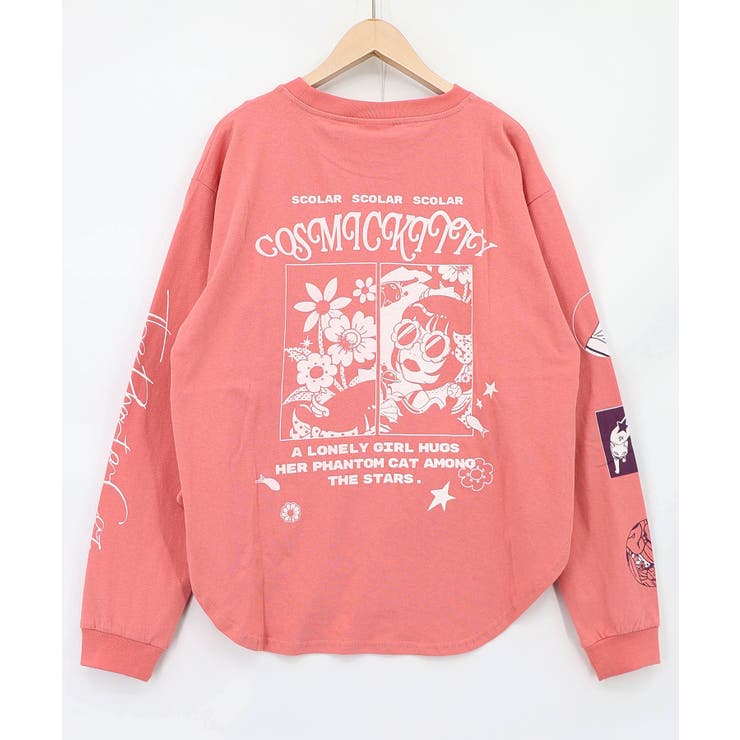 惑星ガールと宇宙ネコ柄Tシャツ | ScoLar | 詳細画像15 