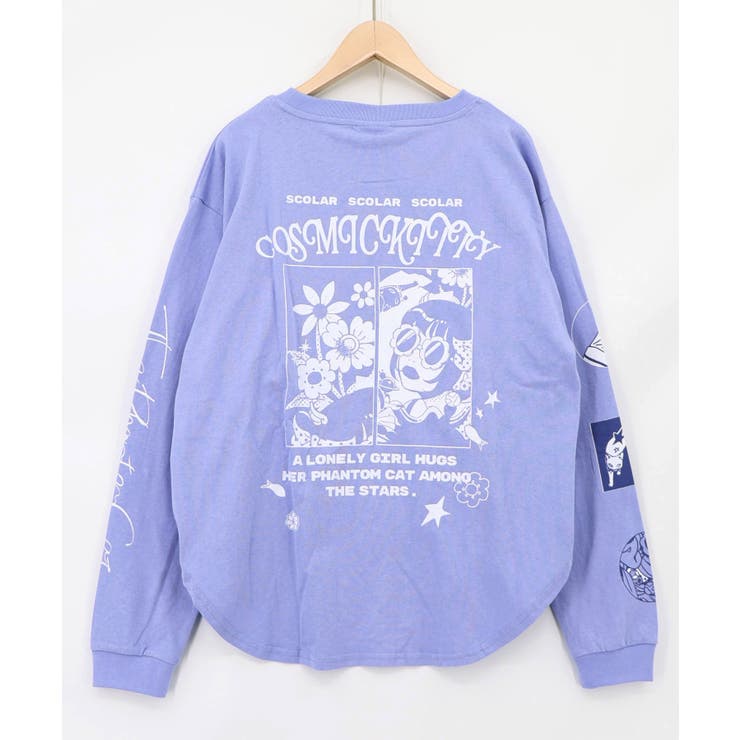 惑星ガールと宇宙ネコ柄Tシャツ | ScoLar | 詳細画像17 