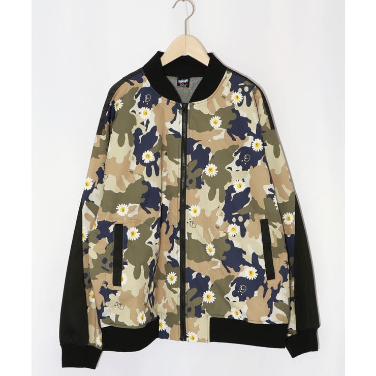 クマとウサギのカモフラージュ柄 ジャージ×デニムブルゾン[品番