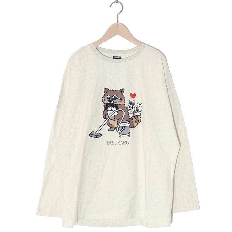 オフホワイト | 古着風タスカル柄 ロングスリーブTシャツ | ScoLar