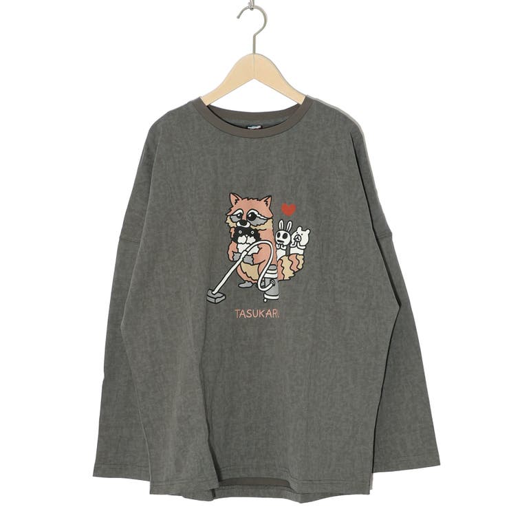 チャコールグレー | 古着風タスカル柄 ロングスリーブTシャツ | ScoLar