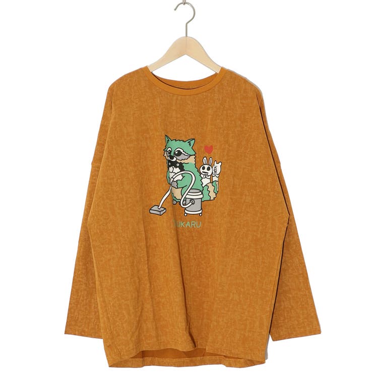マスタード | 古着風タスカル柄 ロングスリーブTシャツ | ScoLar