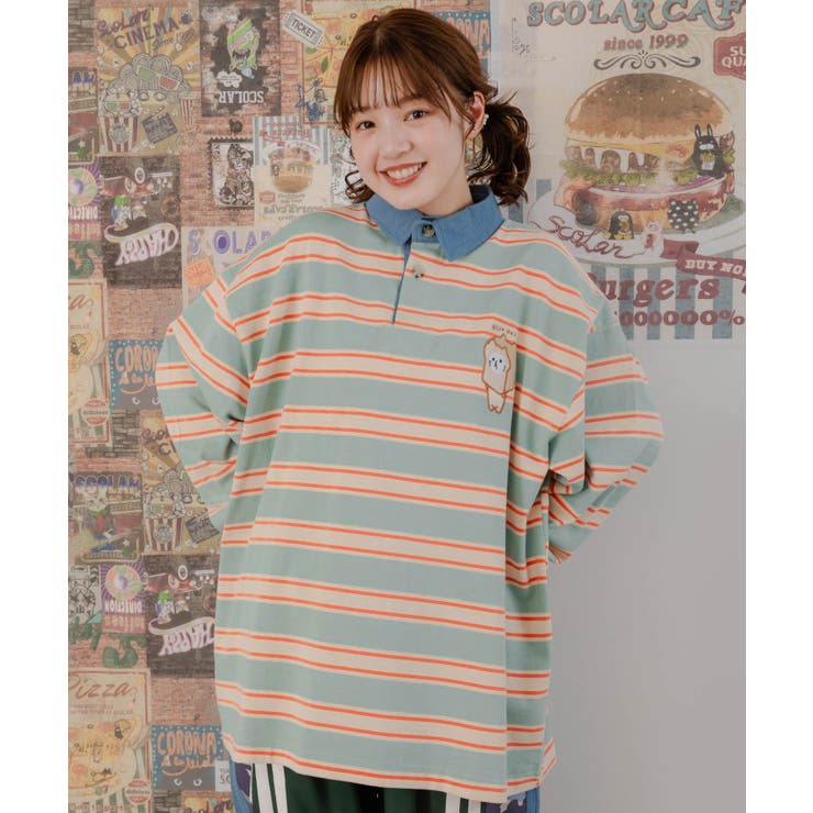 ねこパン刺繍ボーダーラガーシャツ[品番：SRSW0000068]｜ScoLar