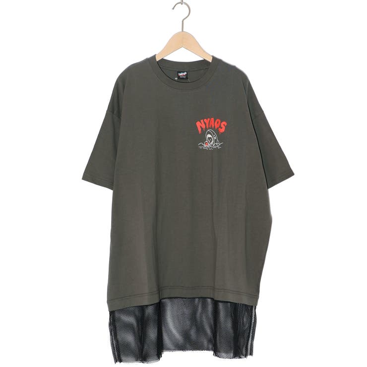 チャコールグレー | NYAOS柄メッシュ切替Tシャツ | ScoLar