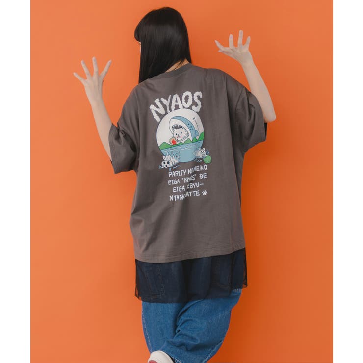 NYAOS柄メッシュ切替Tシャツ | ScoLar | 詳細画像5 