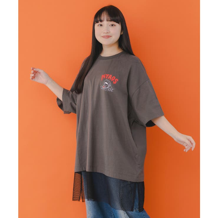 NYAOS柄メッシュ切替Tシャツ | ScoLar | 詳細画像1 