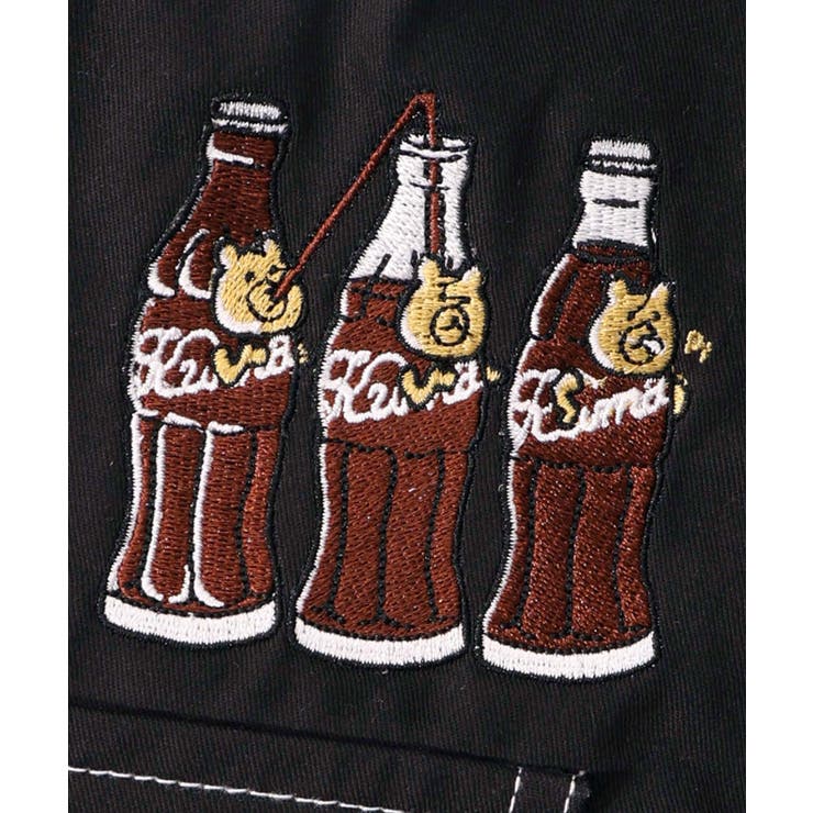 scolar スカラーパリティ　クマジュース刺繍 ツイルカーゴパンツ　ブラック クマジュース刺繍 デニムorツイルカーゴパンツ[品番