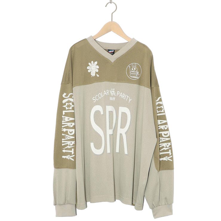 SPRロゴ柄メッシュ切替ロングスリーブTシャツ[品番：SRSW0000073