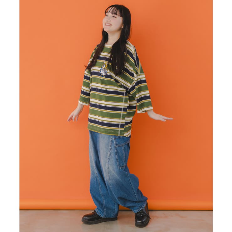 ペン五郎刺繍ボーダーロングスリーブTシャツ[品番：SRSW0000077