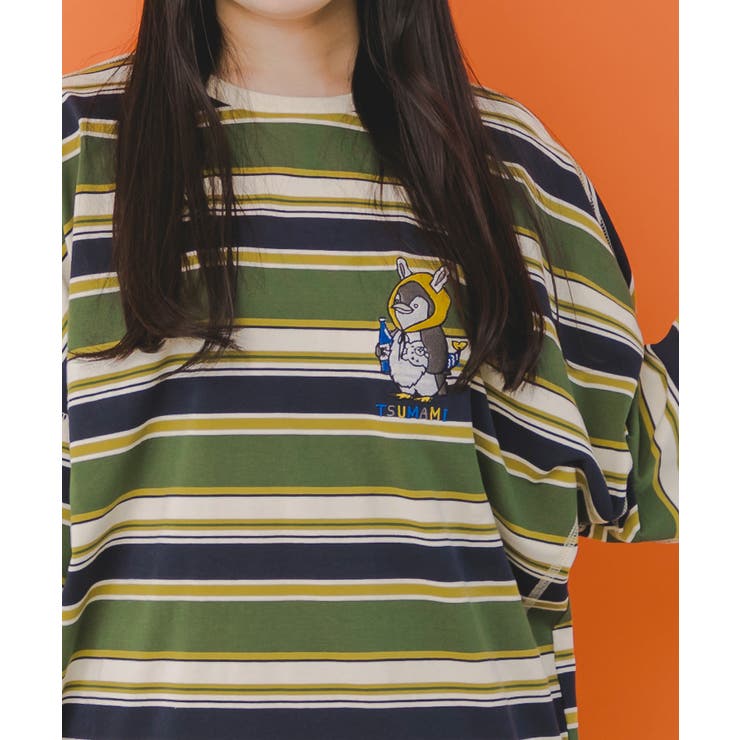 ペン五郎刺繍ボーダーロングスリーブTシャツ[品番：SRSW0000077