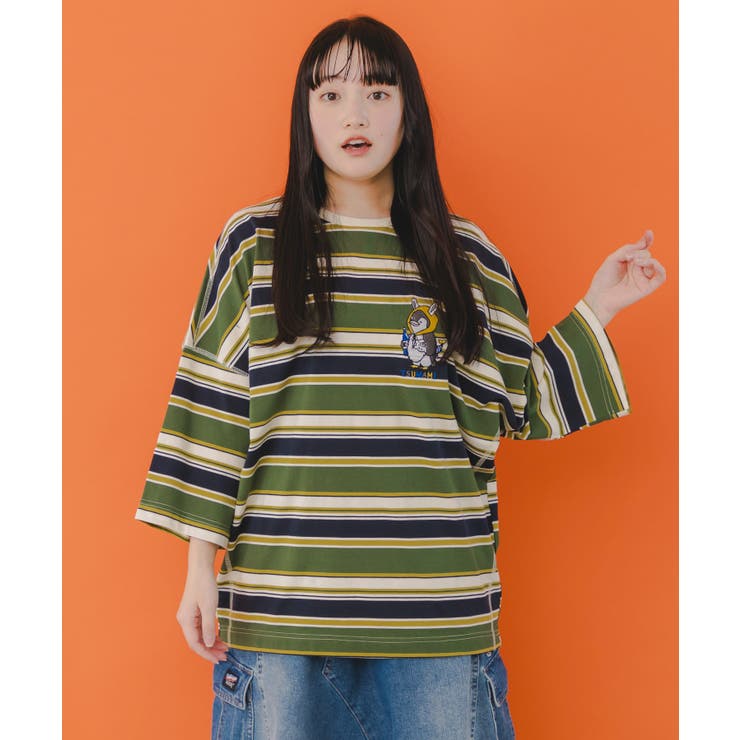DAIRIKU 22SS ボーダー ロングTシャツ 刺繍ロゴ 長袖カットソー F ペン五郎刺繍ボーダーロングスリーブTシャツ[品番：SRSW0000077