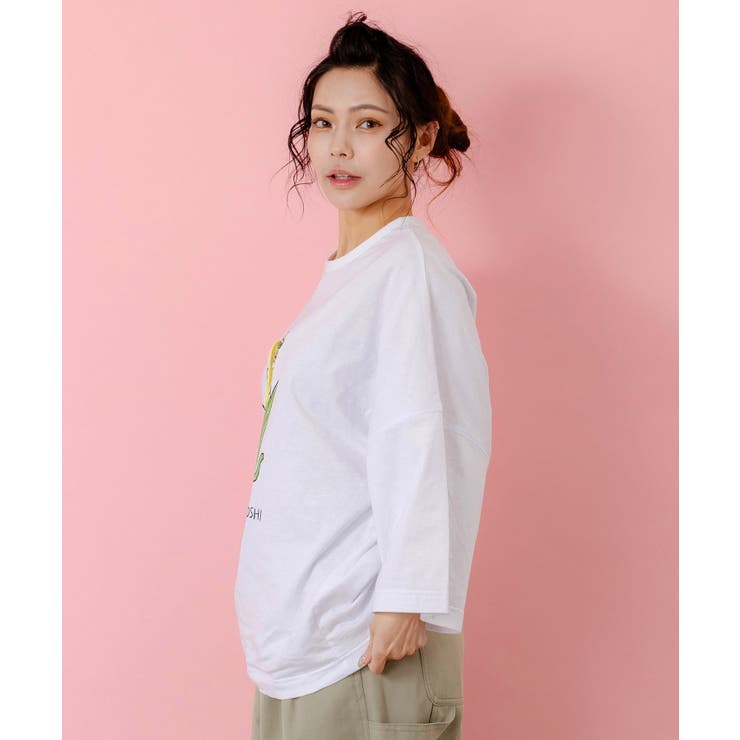 にゃんもろこしプリント 8分袖Tシャツ | ScoLar | 詳細画像5 